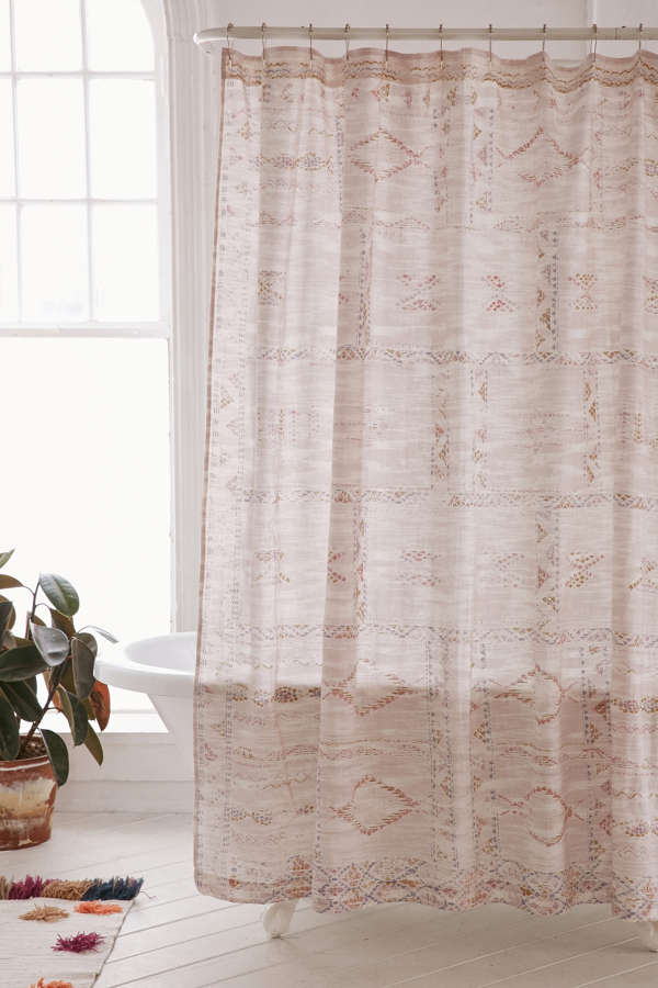 Slide View: 1: Sanna Printed Stitch Shower Curtain