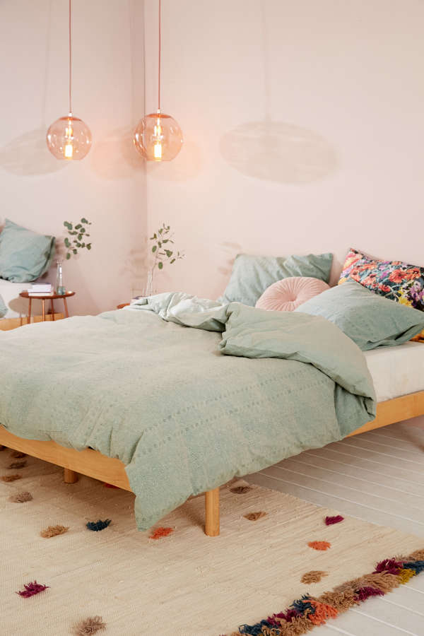 Slide View: 1: Eyelet Stripe Duvet Cover
