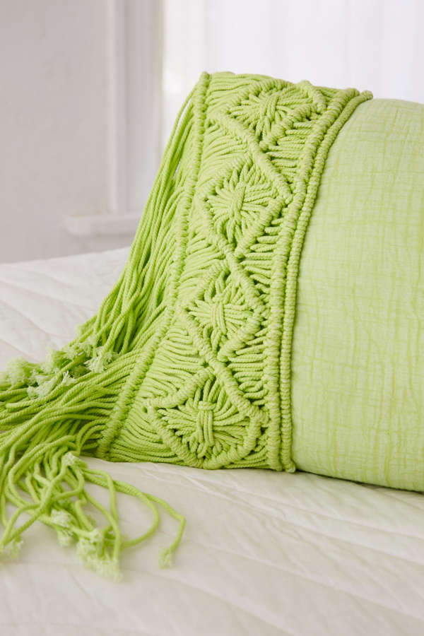 Slide View: 2: Aiko Crochet Fringe Bolster Pillow