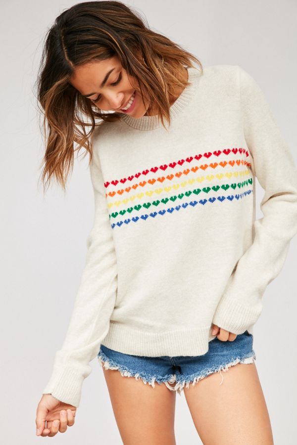 Cooperative Rainbow Hearts Sweater Urban Outfitters
