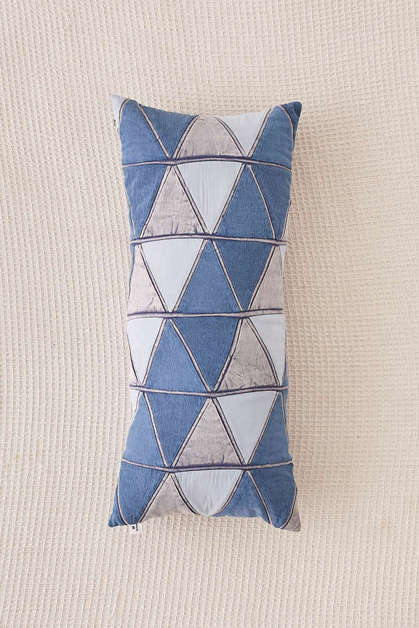 Slide View: 1: Patched Denim Body Pillow