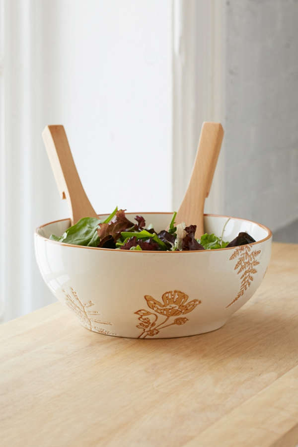 Slide View: 1: Botanical Wax Resist Serving Bowl