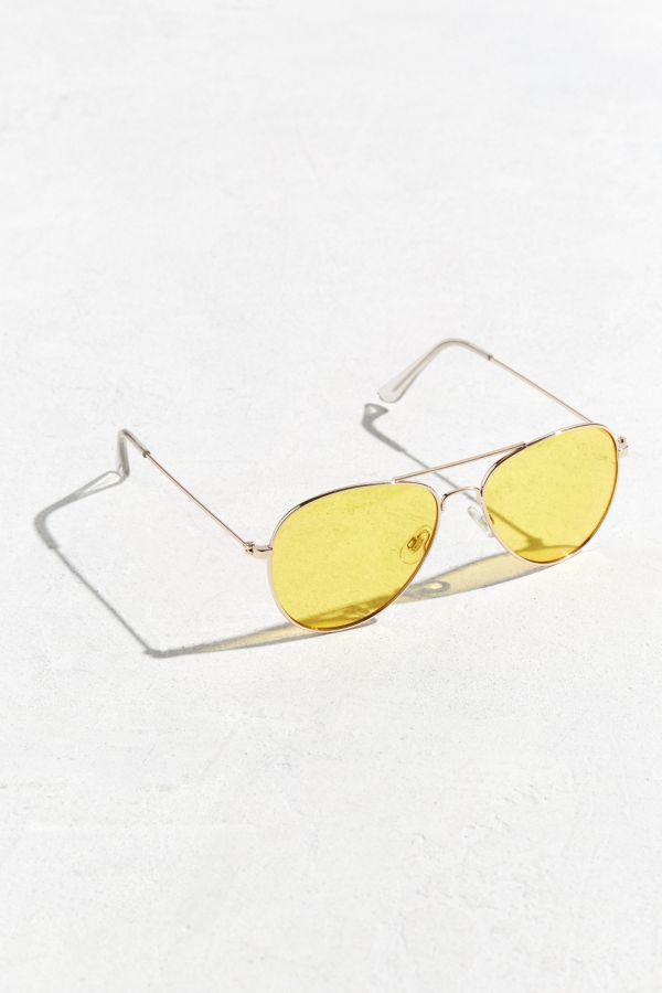 Yellow Lens Classic Aviator Sunglasses Urban Outfitters Canada 2162