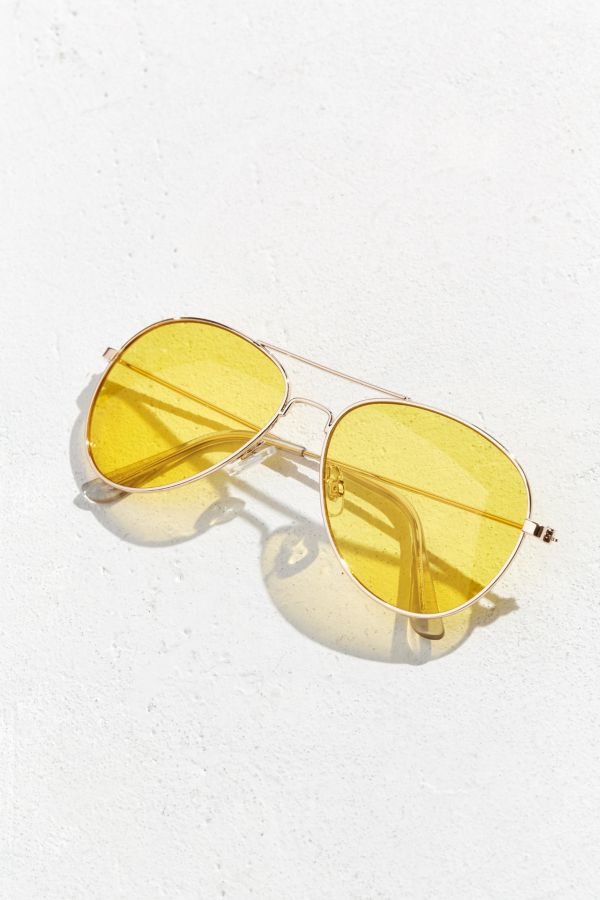 Yellow Lens Classic Aviator Sunglasses Urban Outfitters Canada