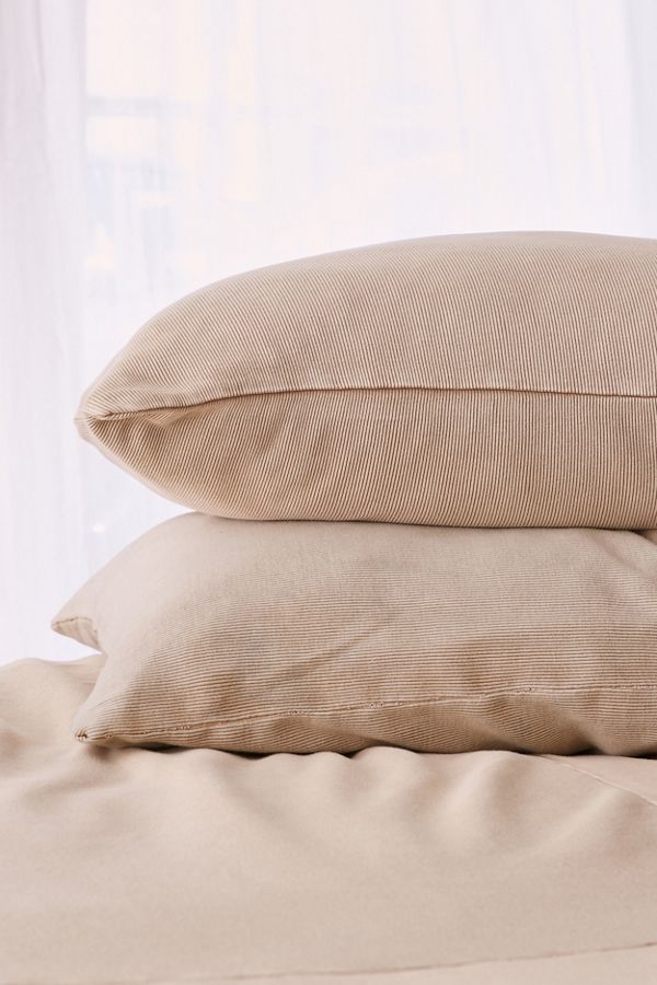 Faded Ribbed Jersey Pillowcase Set Beige Urban Outfitters