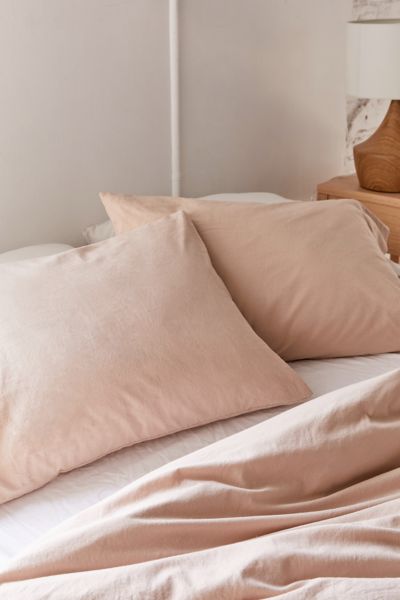 Urban Outfitters Washed Cotton Pillowcase Set In Sand