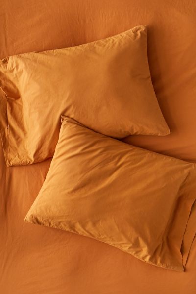 Urban Outfitters Washed Cotton Pillowcase Set In Gold