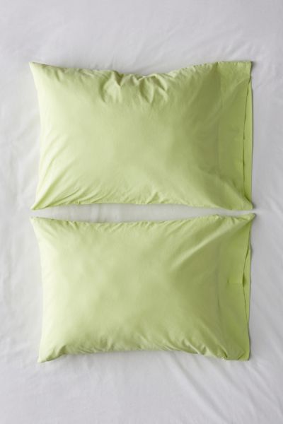 Urban Outfitters Washed Cotton Solid Pillowcase Set In Dark Yellow