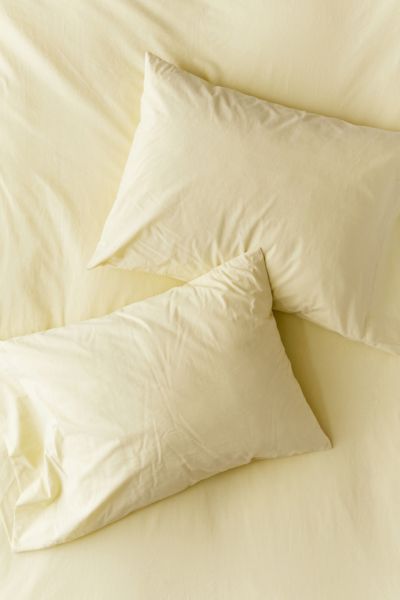 Urban Outfitters Soft-washed Cotton Pillowcase Set In Bright Yellow