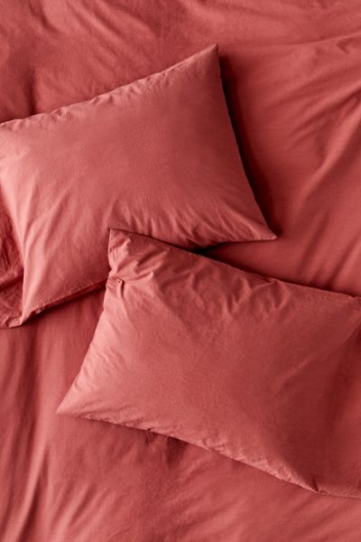 Urban Outfitters Washed Cotton Pillowcase Set In Brick