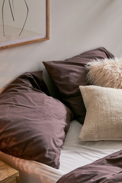 Urban Outfitters Soft-washed Cotton Pillowcase Set In Raisin