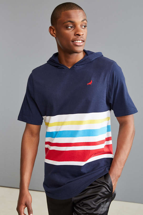 Slide View: 1: Staple Primary Stripe Hooded Tee