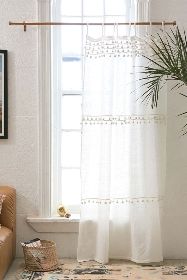 Slide View: 1: Averi Pompom Gauze Window Curtain