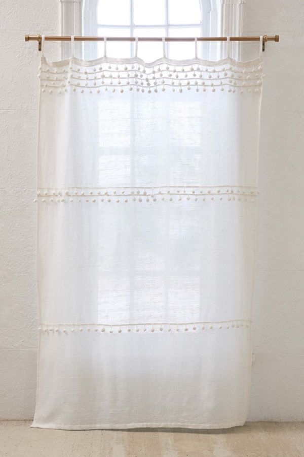 Averi Pompom Gauze Window Curtain Urban Outfitters