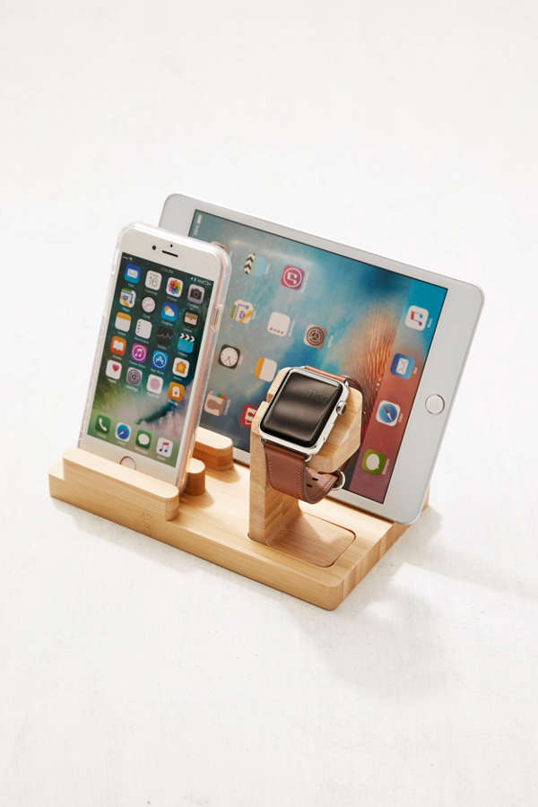 Slide View: 1: Wooden Multi-Device Charging Dock