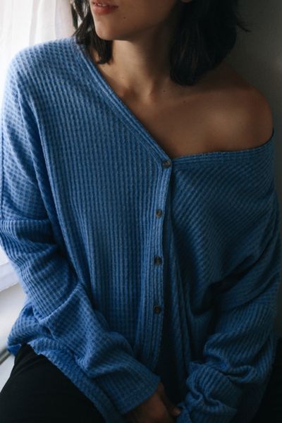 Out From Under Jojo Oversized Thermal Button-Front Top