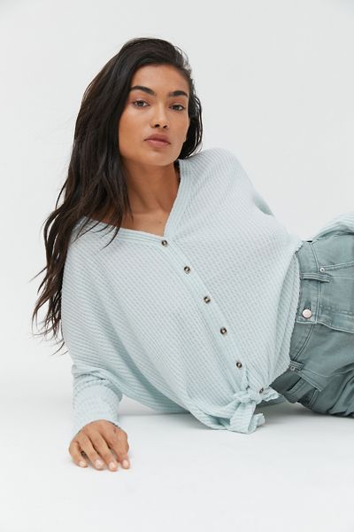 Out From Under Jojo Oversized Thermal Button-Front Top