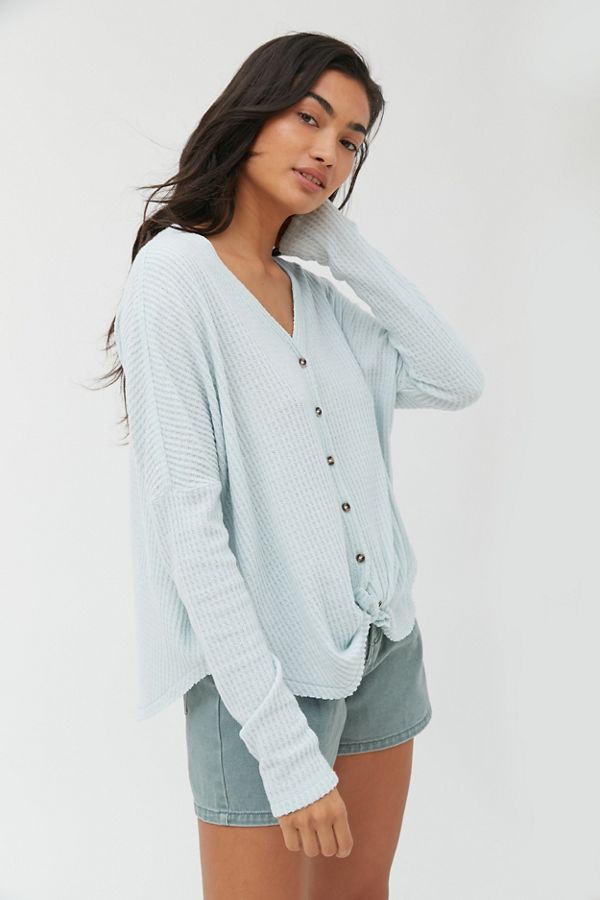 Out From Under Jojo Oversized Thermal Button-Front Top | Urban Outfitters