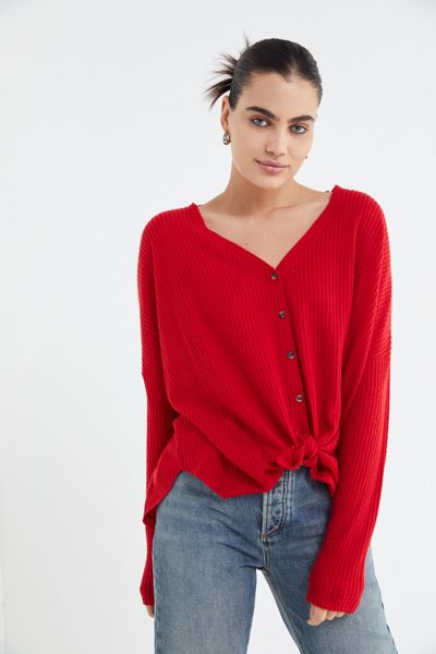 Out From Under Jojo Oversized Thermal Button-Front Top