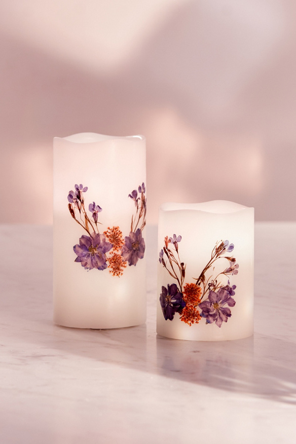 Pressed Flower Flameless Color Candle Set Urban Outfitters Canada