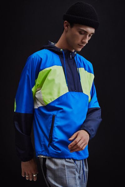 UO ‘90s Green Colorblocked Anorak Windbreaker Jacket
