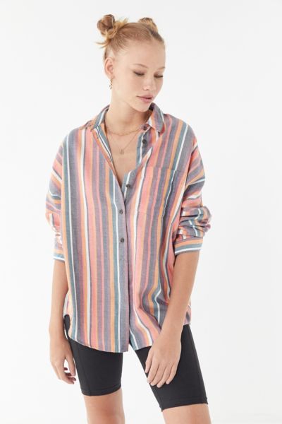 UO Striped Twill Button-Down Shirt | Urban Outfitters
