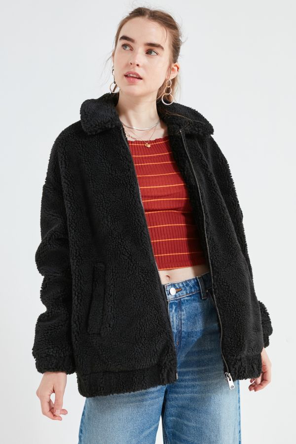 Light Before Dark Oversized Faux Sherpa Zip-Up Jacket | Urban Outfitters