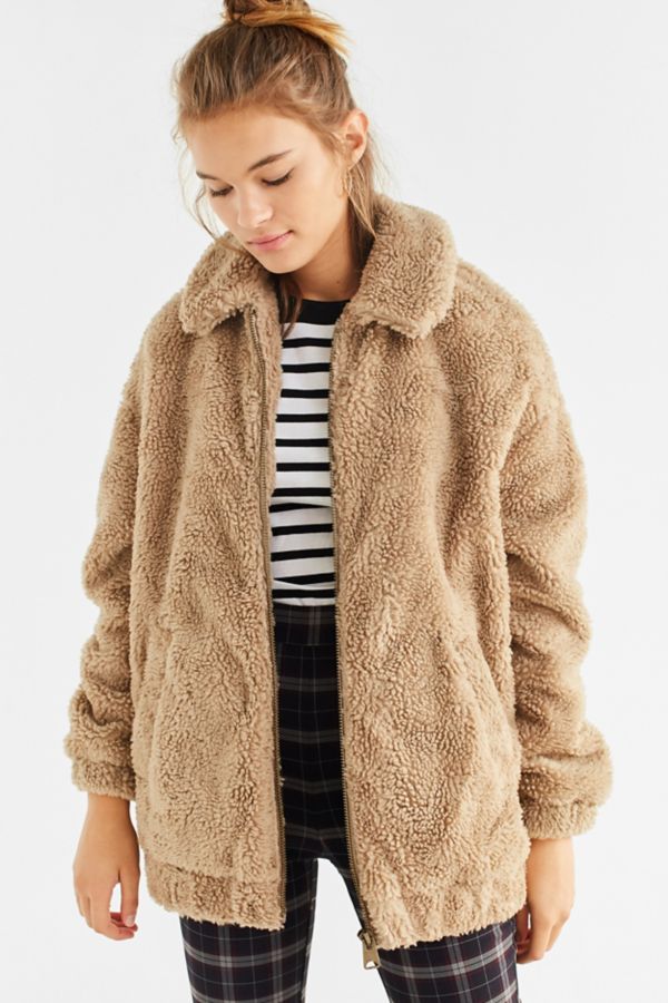 Light Before Dark Oversized Faux Sherpa Zip-Up Jacket ...