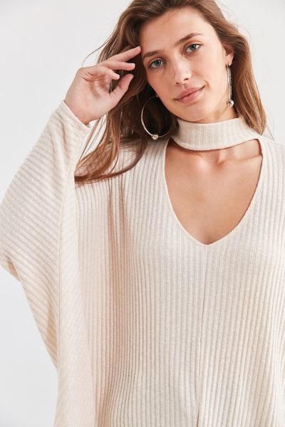 Silence + Noise Sky Open Mock-Neck Sweater
