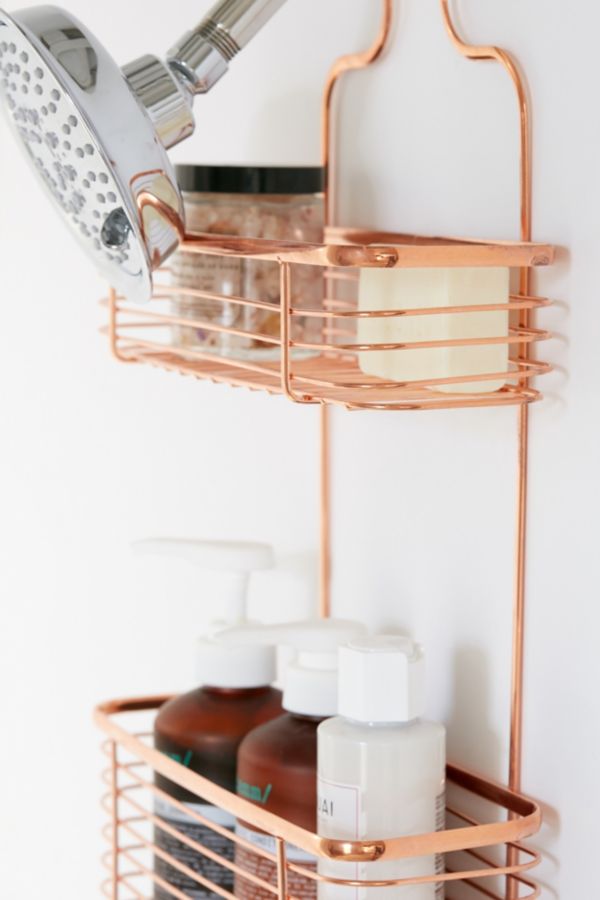 Minimal Rose Gold Shower Caddy Urban Outfitters