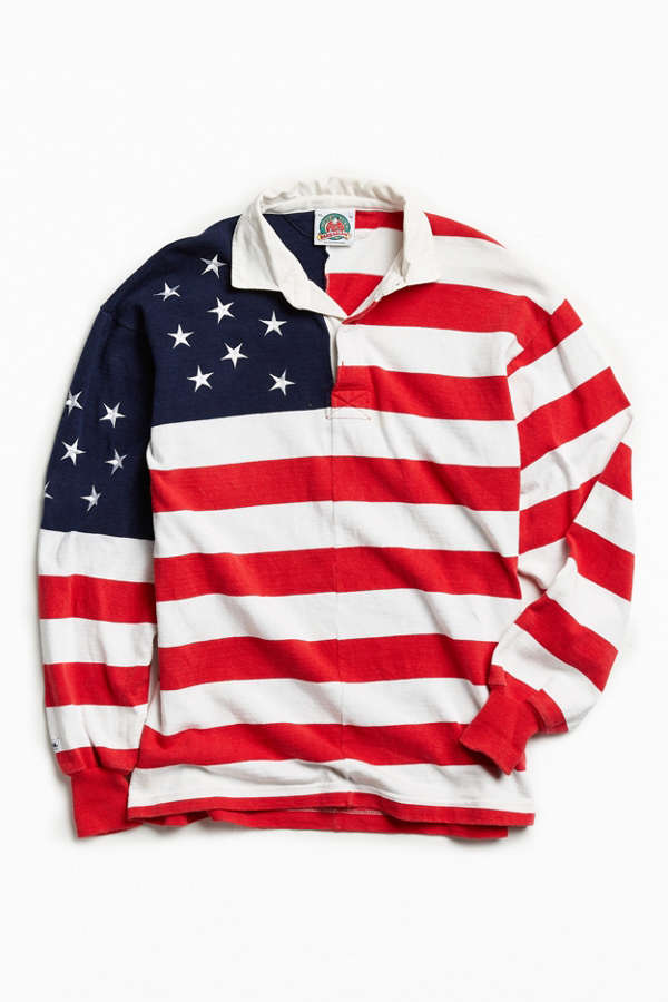 Slide View: 1: Vintage American Flag Rugby Shirt