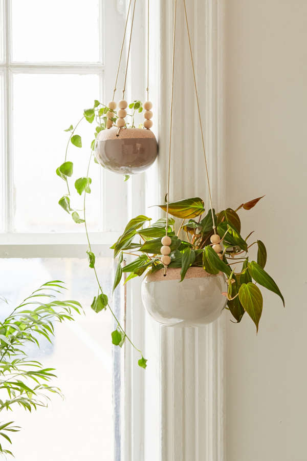 Slide View: 2: Stevie Wood Bead Hanging Planter