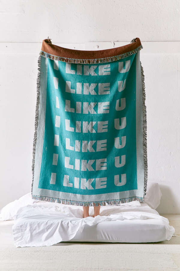Slide View: 1: UO Artist Series I Like U Woven Throw Blanket