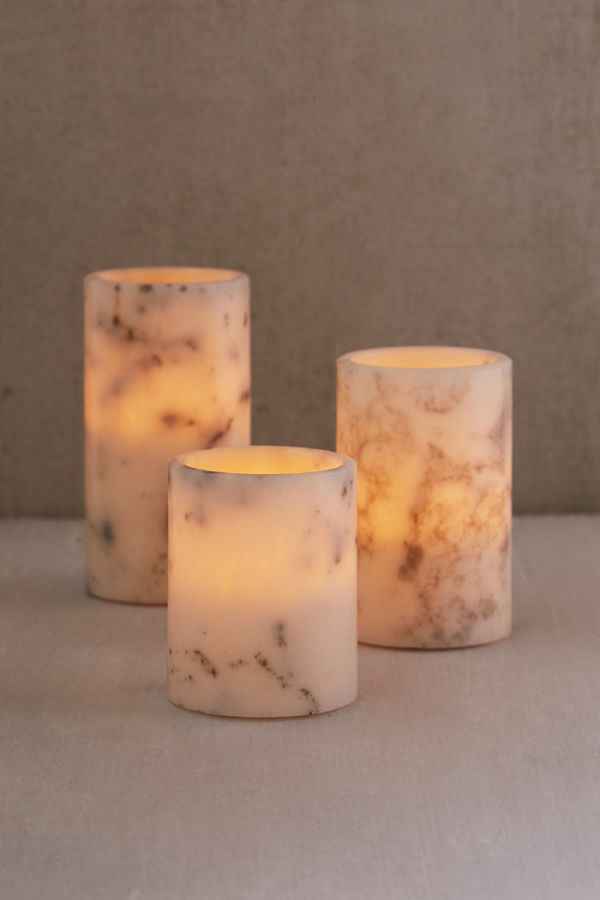 Slide View: 2: Flameless Marble Candle Set