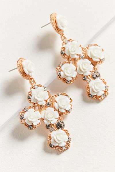 ZHUU Rose Cross Statement Earring