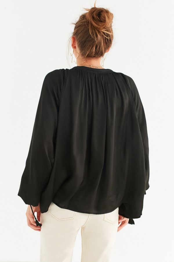 UO Silky TasselTie Blouse Urban Outfitters