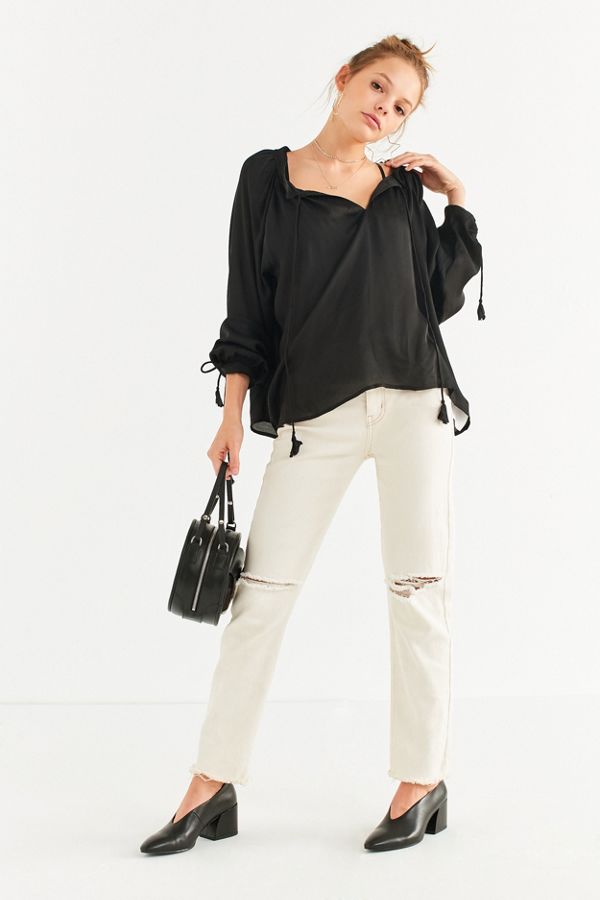 UO Silky TasselTie Blouse Urban Outfitters
