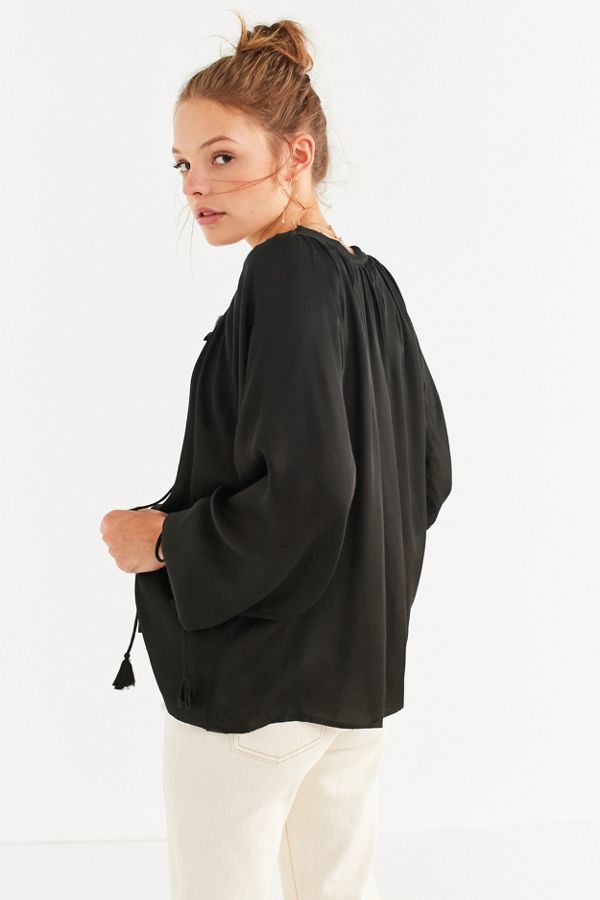 UO Silky TasselTie Blouse Urban Outfitters