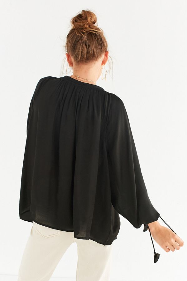 UO Silky TasselTie Blouse Urban Outfitters