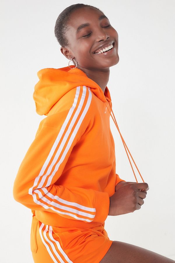 Slide View: 1: adidas Originals Adicolor 3 Stripes Cropped Hoodie Sweatshirt