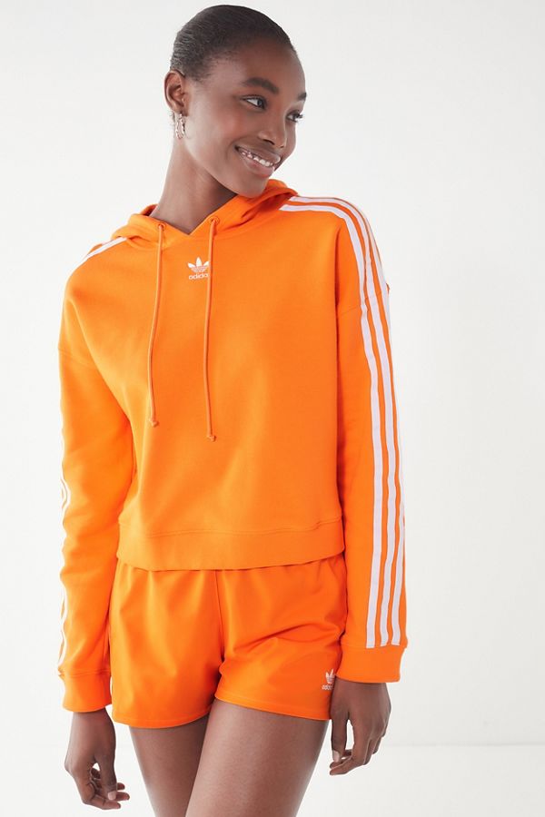 Slide View: 2: adidas Originals Adicolor 3 Stripes Cropped Hoodie Sweatshirt