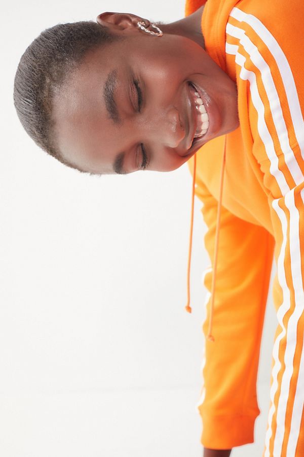 Slide View: 3: adidas Originals Adicolor 3 Stripes Cropped Hoodie Sweatshirt