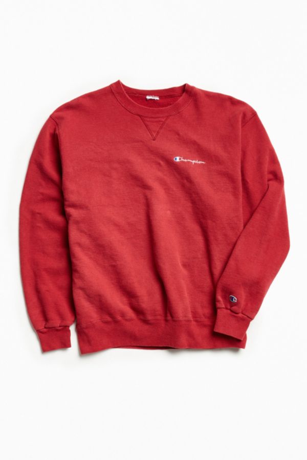 Vintage Champion Red Script Logo Crew Neck Sweatshirt | Urban Outfitters