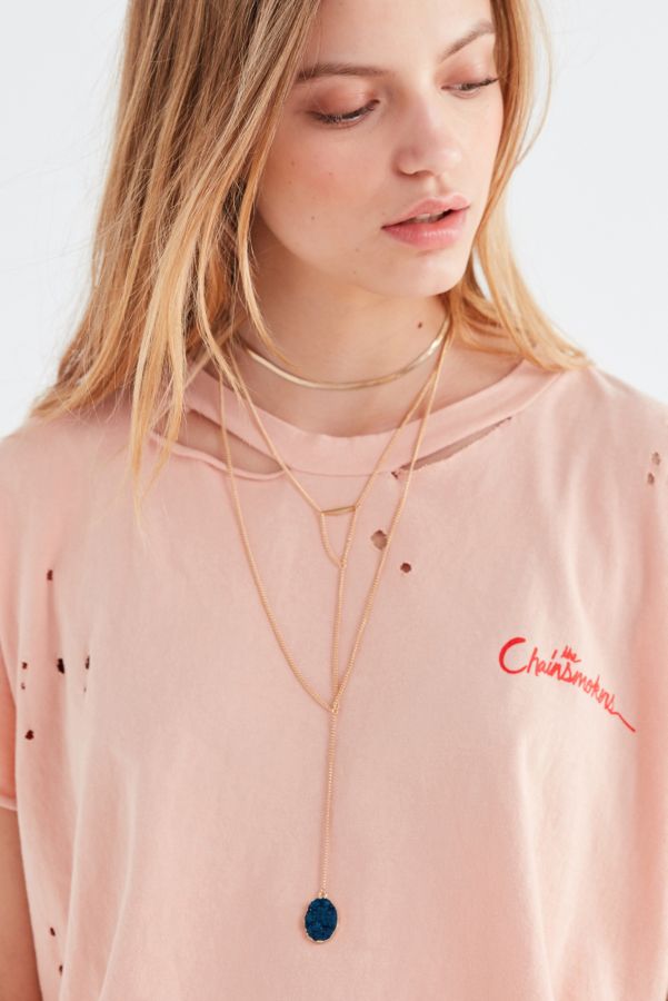Snake Chain Druzy Pendant Necklace Urban Outfitters