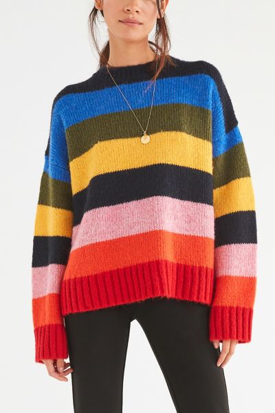 2019 summer fashion women knitwear rainbow striped sweater