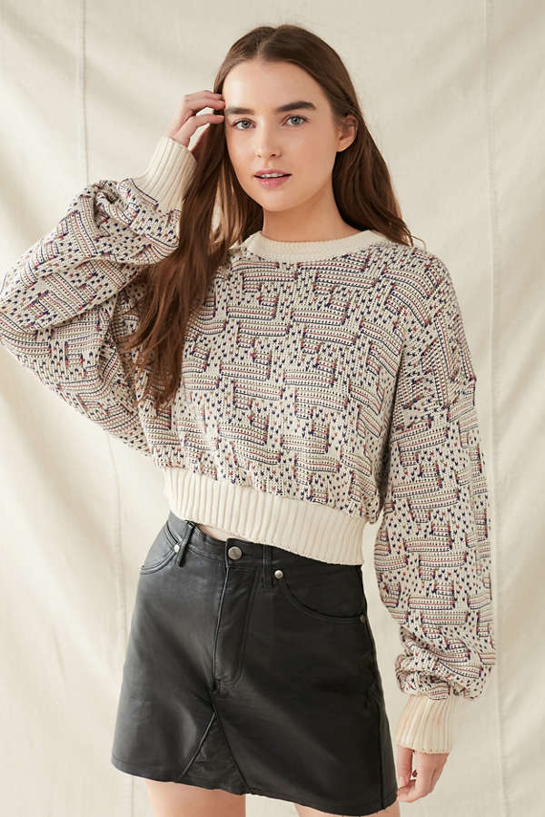 Urban Renewal Recycled Printed Cropped Sweater | Urban Outfitters