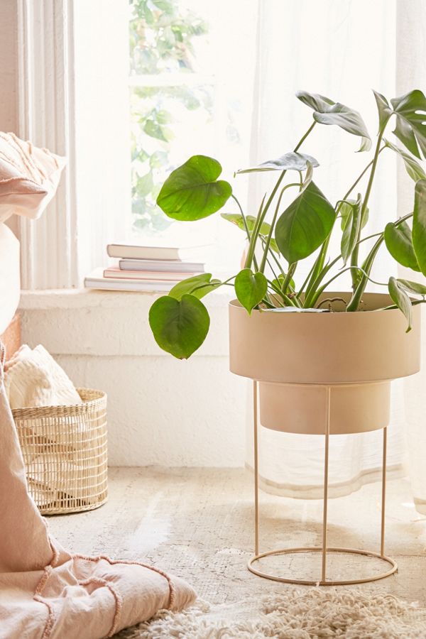 Slide View: 1: Noa 12" Metal Planter + Stand