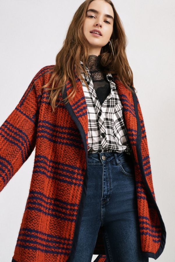 Slide View: 1: UO Blanket Wrap Plaid Coat