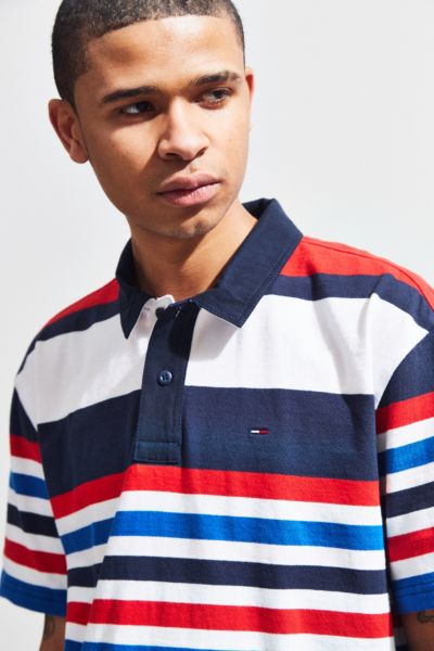 Tommy Hilfiger Stripe Logo Polo Shirt | Urban Outfitters
