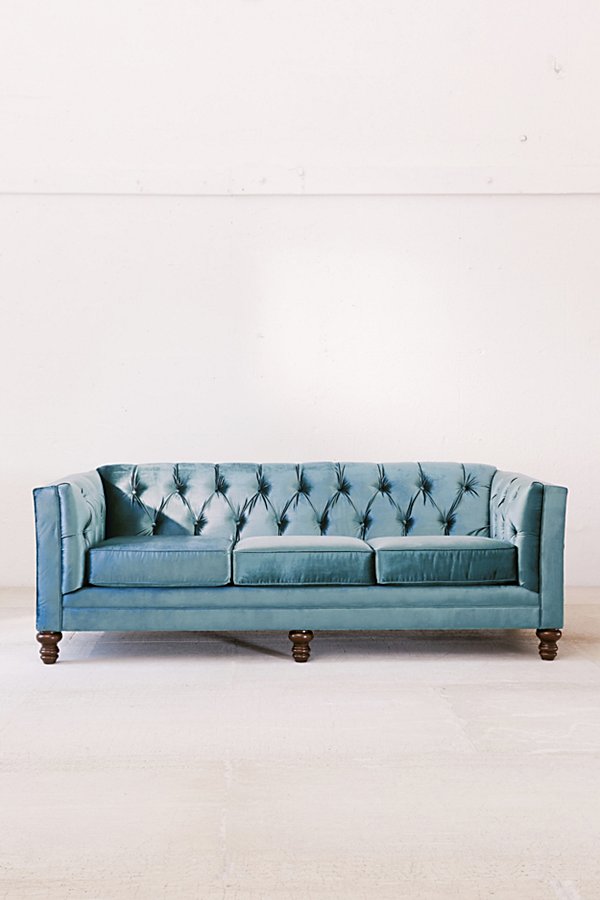 Urban Outfitters Graham Velvet Sofa In Light Blue